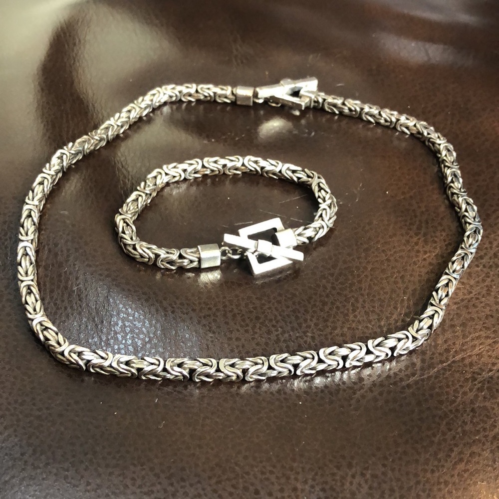 LOIS HILL Sterling Silver Byzantine Toggle Necklace and Bracelet Set